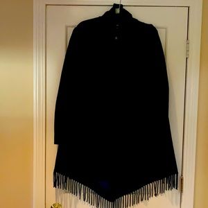 Swing fringed lined black wool 3/4 coat.  Size 8.  Worn once.  Immaculate.